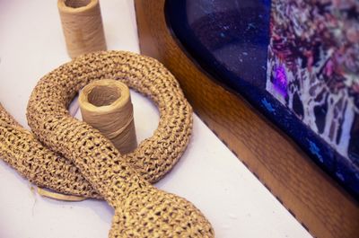 Raffia crochet worm, Losing the Plot, 2024
